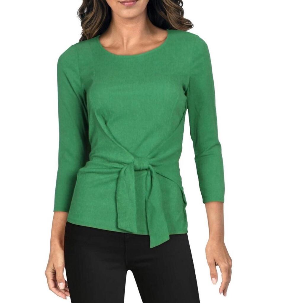 Vince Camuto Women's Top Women's Petite Medium NWT Green Textured Tie Front